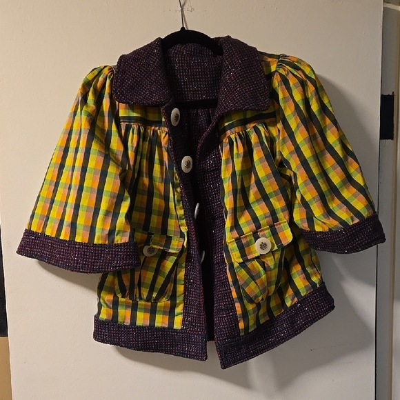 Purple Blazer with Short Sleeves and Vibrant Lining - Picture 7 of 8